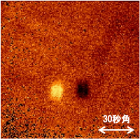 惑星状星雲 NGC7027 の波長8.9μm画像。中心星により温められた星周ダストをとらえています。ノッディング法にて取得。